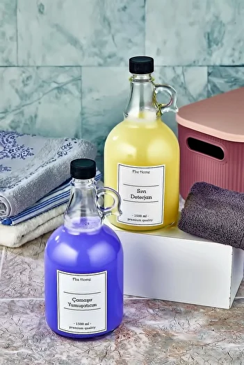 FBZhome 2 Συσκευασία Μαλακτικό ρούχων & Υγρό Απορρυπαντικό Μπουκάλι 1500 Ml