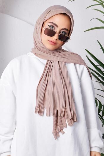 İmajButik Πρακτικό έτοιμο σάλι Mink Moda Blue πλισέ