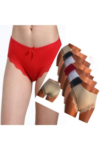 Afrodizyac Slip din bambus cu dantela cu talie inalta din 7 piese (EXTRA MOALE SI FLEXIBIL)