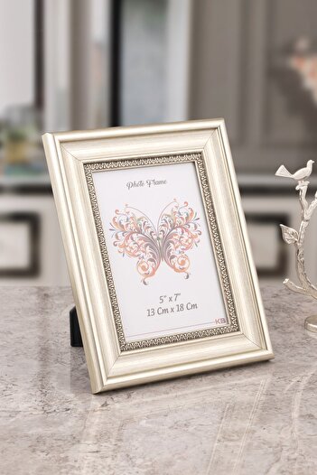 Seniste Genk Glass Picture Frame Single Silver Antique with Adjustable Legs - Can Be Hanged on the Wall 13x18 Cm