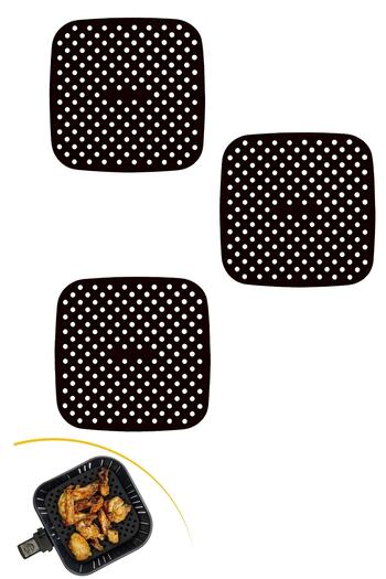 Buffer ® 3 Pieces Heat Resistant Washable Silicone Oven and Airfryer Square Baking Mat 21.5cm