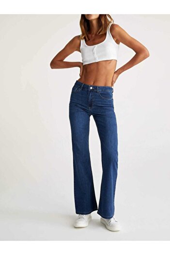 geenz manifacture Ngbutika Ispanyol Yüksek Bel Likralı Mavi Jeans Pantolon