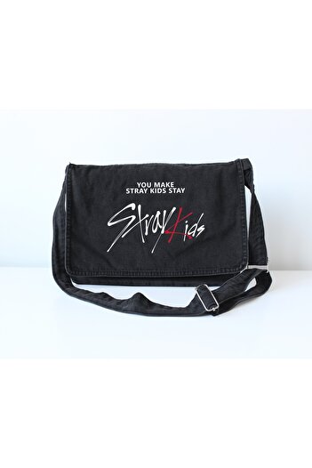DEFLİNMODA Straykids Printed Vintage Unisex Denim Messenger Bag