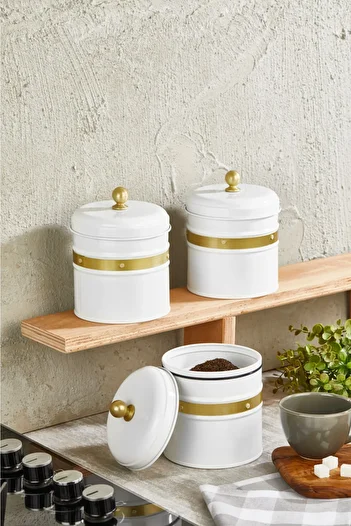 The Mia Galvin 3-Piece Tea Sugar Coffee Jar White 17 Cm Gln0040