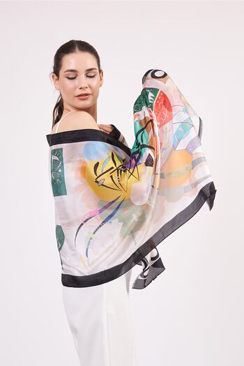 Nomads Felt 100% Silk Scarf| Kandinsky Dominant Curve|