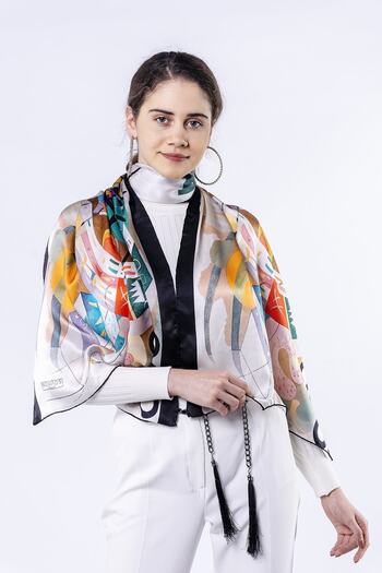 Nomads Felt 100% Silk Scarf| Kandinsky Dominant Curve|