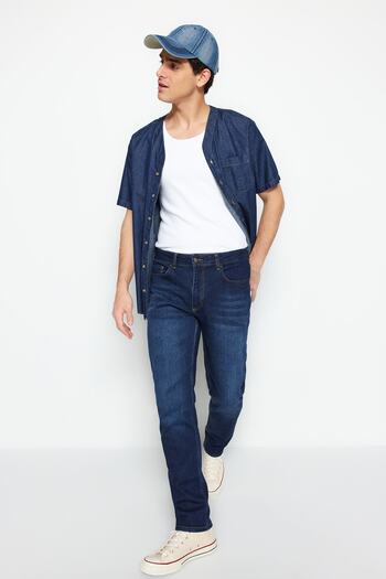 Trendyol Collection Premium Light Navy Flexible Regular Fit Jeans - TMNSS23JE00037
