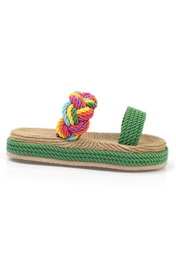 Capone Outfitters Capone Wedge Heel String Multi Green Women's Slippers