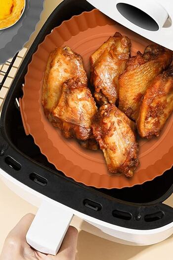 Buffer ® 2 Pieces Heat Resistant Washable Silicone Oven and Airfryer Round Cooking Mat 20 Cm