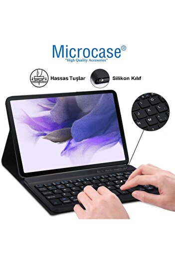 Microcase Samsung Galaxy Tab S7 Fe Sm-t733 12.4 Inch Uyumlu Tablet Bluetooth Klavye Mouse Standlı Kılıf - Bkk6