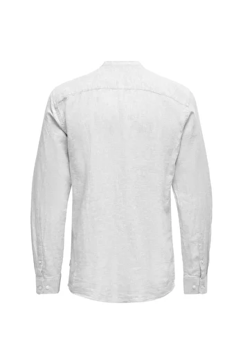 Only & Sons Men's White Solid Linen Noos Shirt -22019173-w