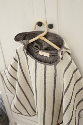 Mujo Baby&Kids Organic 4 Layer Striped Muslin Children's Poncho