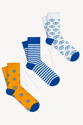 Mono Socks Set of 3 Socks with Evil Eye Beads