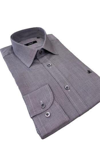 Sarar Elvio Long Sleeve Regular Fit 100% Cotton Textured Black Shirt