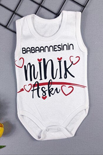 ADABEBEK Grandma's Little Love Written Organic Printed Snap Body Baby Bodysuit