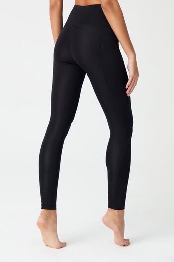 Los Ojos Black High Waist Double Pocket Sports Leggings Mono