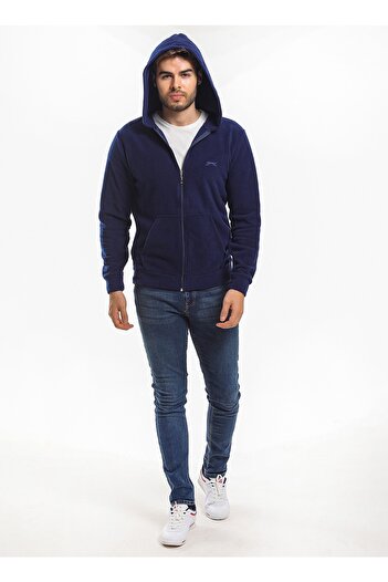 Slazenger Plain Navy Blue Men's Fleece Sweatshirt St21We064-400Samson