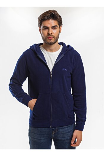 Slazenger Plain Navy Blue Men's Fleece Sweatshirt St21We064-400Samson