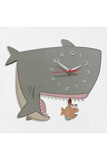 CajuArt Shark Swinging Pendulum Children's Room Wall Clock