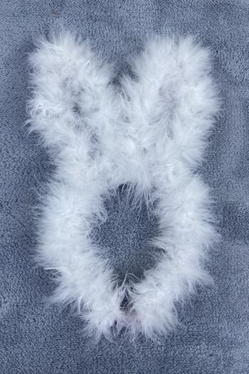 Hobigram White Full Furry Rabbit Eared Crown New Year Girl Crown Rabbit Crown Party Organization Crown