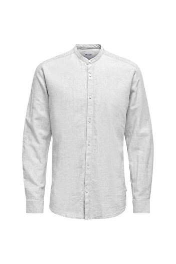 Only & Sons Men's White Solid Linen Noos Shirt -22019173-w