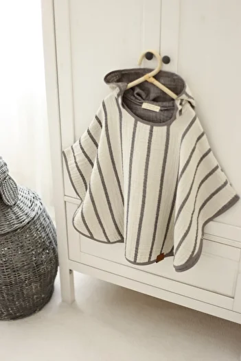 Mujo Baby&Kids Organic 4 Layer Striped Muslin Children's Poncho