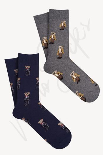 Mono Socks 4-Piece Teddy Bear Multi-Teddy Bear Patterned Socks