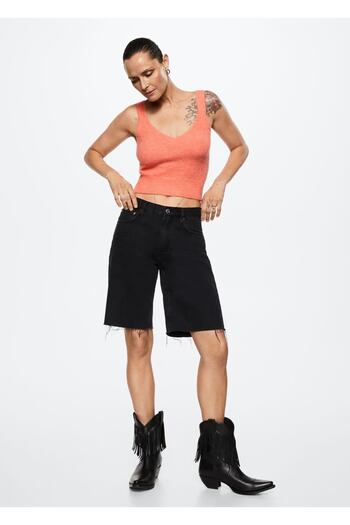 MANGO Woman Knitwear Cropped Blouse