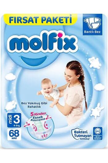 Molfix Super Eco Diapers No-3 (4-9 Kg 68 Pieces) Super Eco Diapers No-3 (4-9 Kg 68 Pieces)