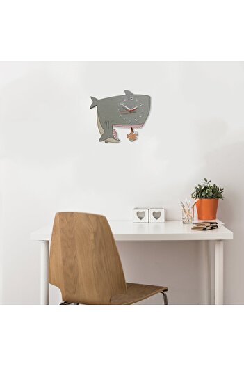 CajuArt Shark Swinging Pendulum Children's Room Wall Clock