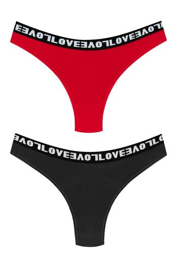 HNX Pachet de 2 chiloți elastici Love Brazilian pentru femei