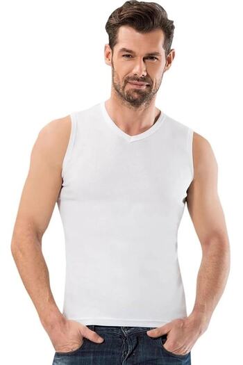 Anıt Ανδρικό εσώρουχο 5 τεμαχίων Rib Neck Zero Sleeve 100% βαμβάκι