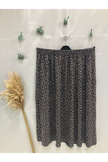 Sel Tekstil Jumbo Battal Women's Print Skirt