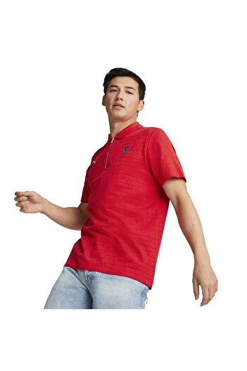 Puma Ferrari Style Jacquard Men's Red Daily Style Polo T-Shirt 53833102