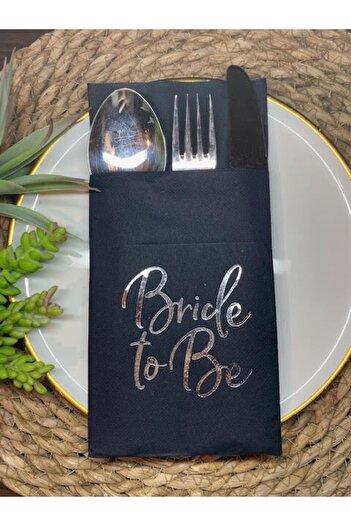 kidspartim Set of 12 Silver Gilded Black Napkins - Pocketed, Air Touch, 40x40