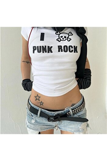 Touz My Vısıon Peace Love Printed White Crop