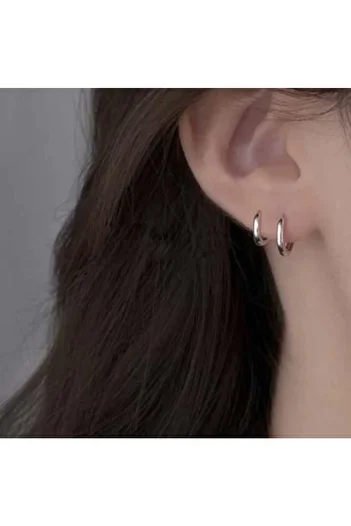 Heppii 10 Mm Surgical Steel Small Hoop Earrings Silver Color