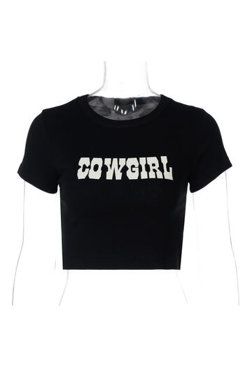 Touz Cowgirl Printed Black Crop Top - Blunt Blunt