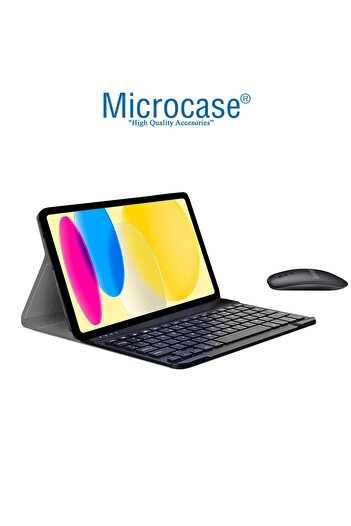 Microcase Ipad 10.nesil 10.9 Inch 2022 Uyumlu Bluetooth Klavye Ve Mouse + Standlı Kılıf - Bkk6