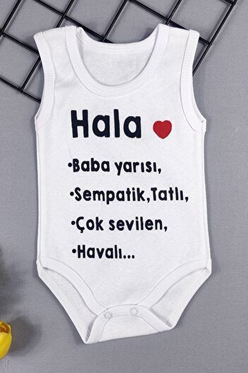 ADABEBEK Hala Baba Half Written Organic Printed Snap Body Baby Bodysuit