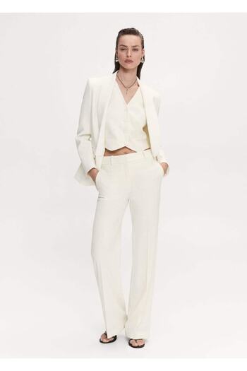 MANGO Woman Straight Cut Fabric Trousers