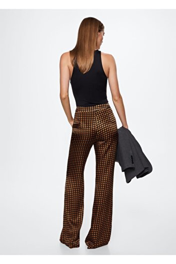 MANGO Woman Desenli Saten Pantolon