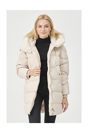 PIQUE Melody Women's Coat Wide Collar Ribbed Detailed Oversize Coat