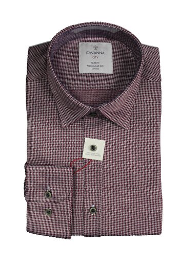 Cavanna Men's Long Sleeve Slim Fit Pocketless Shirt