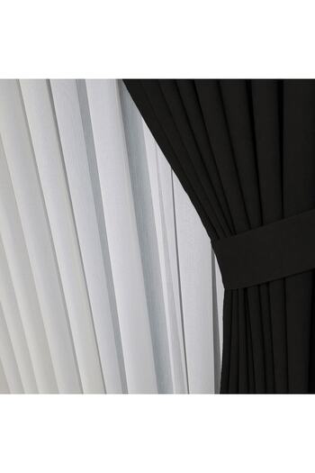 Yuka Diamond Double Wing Black Rhinestone Textured Sparse Pleated Plain Island Background Curtain Plain 100x250