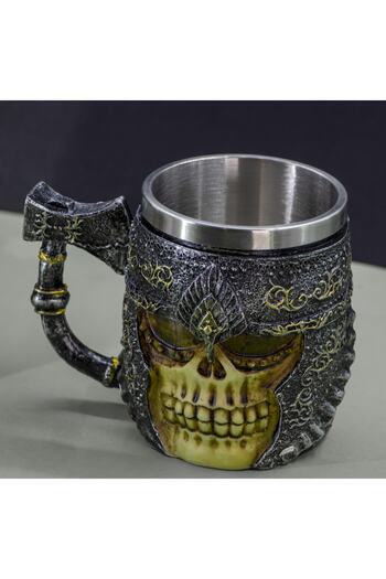 MÜKEMEL Cup - Viking Skull Mug with Axe Handle - Gothic Perfect Original Design