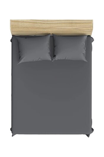 mer-tim ezberbozan ev tekstili Mer-tim Cotton Ranforce Double Oversize Elasticless Dark Gray Bed Sheet Set 240x260