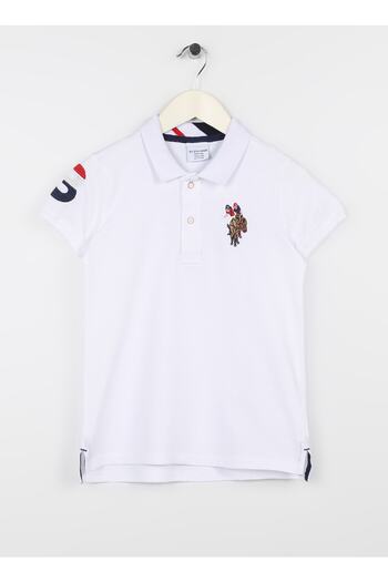 U.S. Polo Assn. Απλό λευκό μπλουζάκι για αγόρι Sd01kıdsıy023