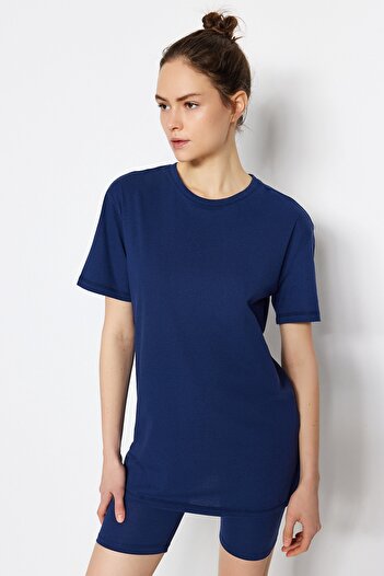 Trendyol Collection Темно-синій комплект піжами з 100% бавовни THMSS20PT0397