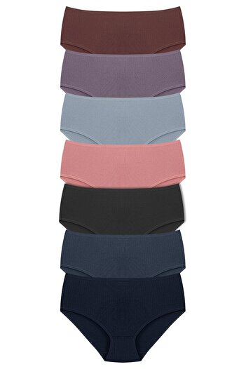 HNX 7-Piece Cotton Ribbed Plus Size Women's Panties